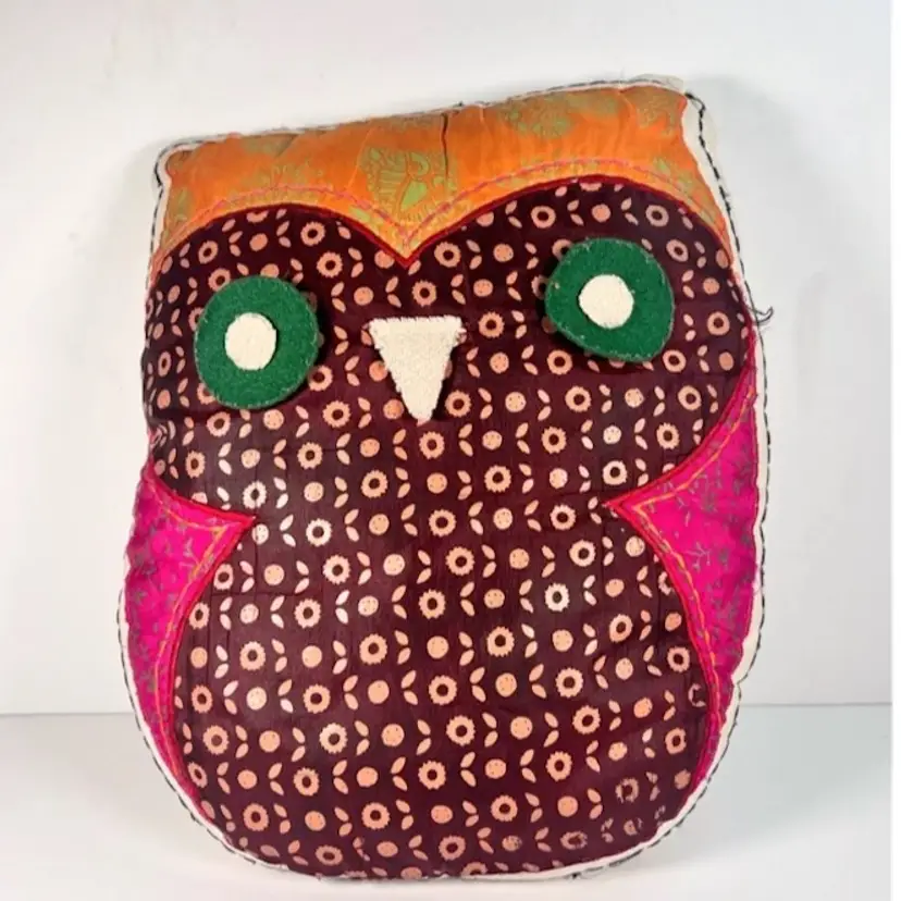 Owl Throw Pillow Collectable Multi Colored Decorative Fabric