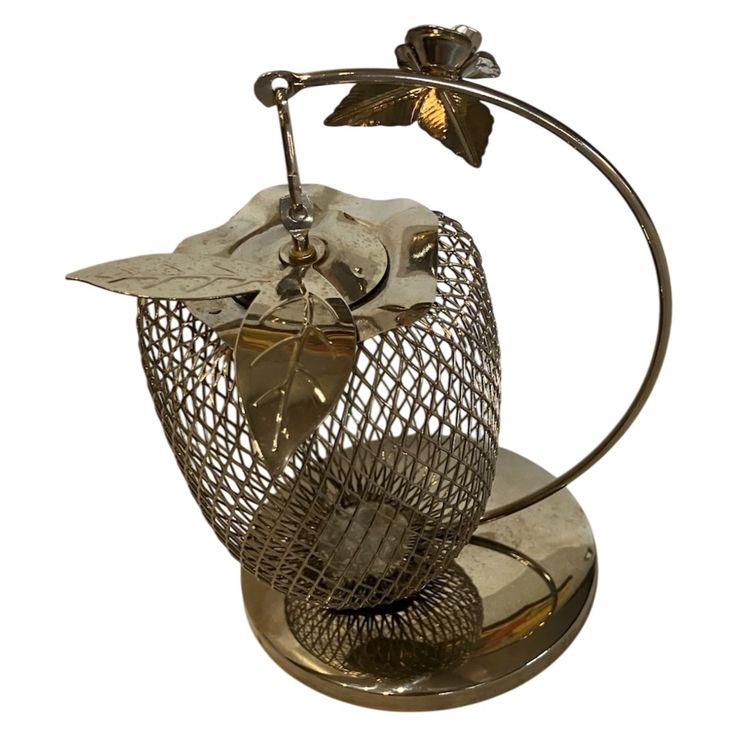 Vintage Silver Tone Wire Mesh Hanging Apple Potpourri Holder