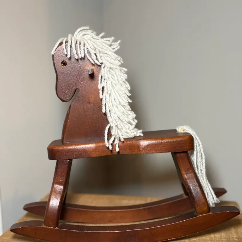 Rustic Handcrafted Solid Wood Small Rocking Horse