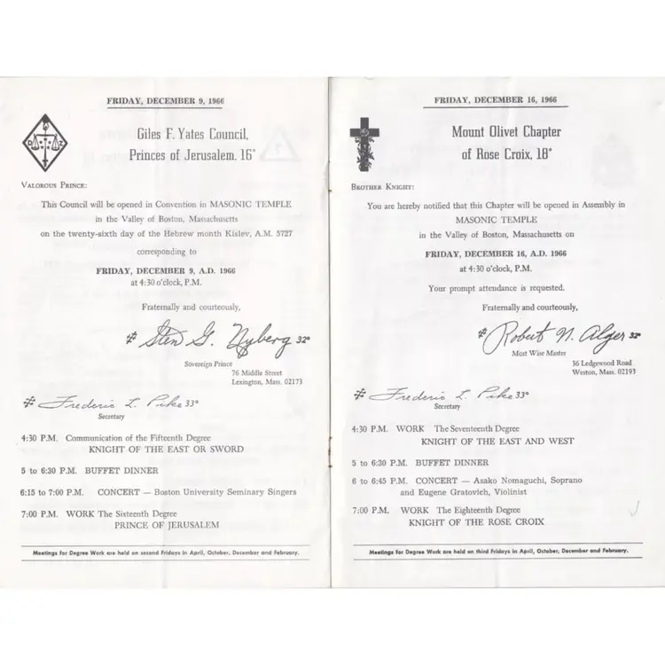 Scottish Rite Bodies Boston Massachusetts 1966 Freemasonry Brochure