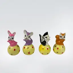 Miniature Japan Animal Figurines Ceramic Set of 4 | 2.5”