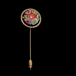 Vintage 12k GF Millefiori Glass Stick Pin / Hat Pin. Beautiful Colorful floral Design.