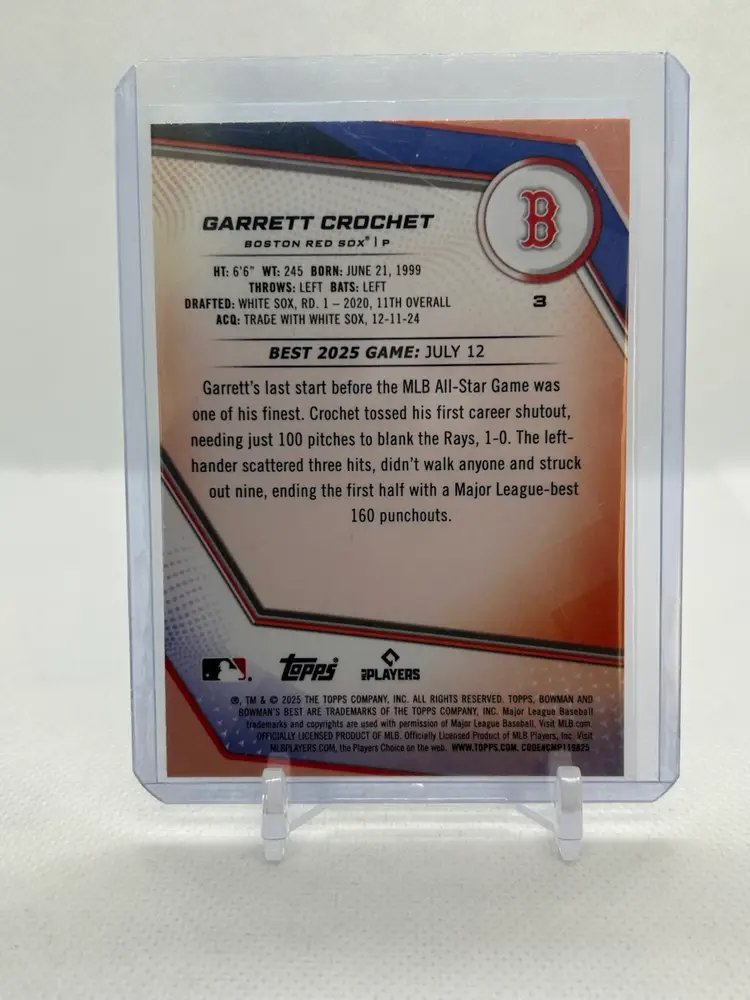 Garrett Crochet 2025 Bowman’s Best Mini-Diamonds Refractor /250 Boston Red Sox