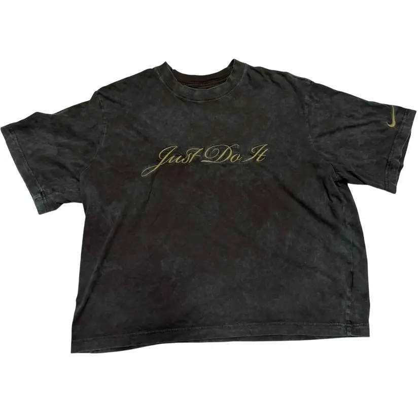 Nike Women’s Sportswear Boxy Wash T-Shirt Mottled Black Loose Fit Size Medium