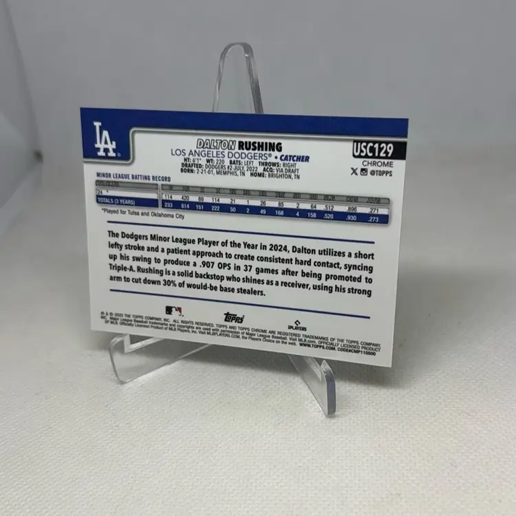 2025 Topps Chrome Update Green Ray wave 78/99 Dalton Rushing Rookie La Dodgers