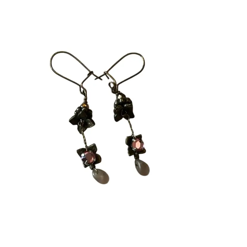 Pink Rhinestone Fairy Drop Earrings