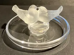 Lalique France Deux Colombes Kissing Doves Ring/Trinket Dish Signed