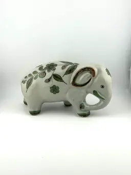 El Palomar Tonala Pottery Elephant with Butterfly 8.5”x 3.5”x 4.25”