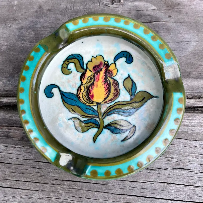 Vintage 1960s Irene Royal Pottery Zuig Gouda Holland Tulip Ashtray 3432
