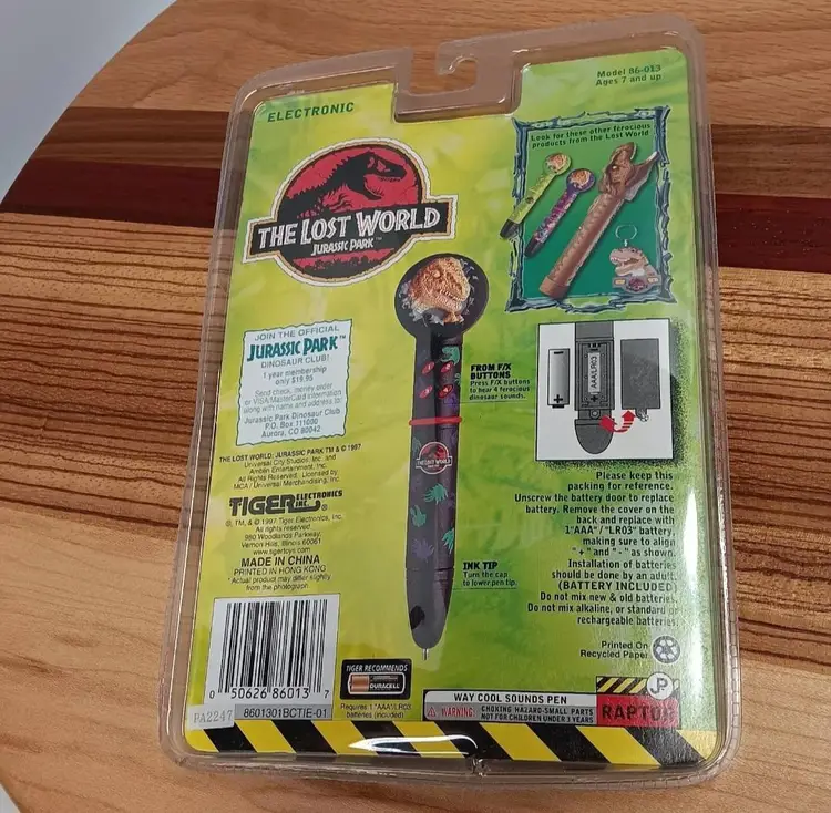 Tiger Electronics The Lost World Jurassic Park Electronic Pen NEW Rare JP Raptor