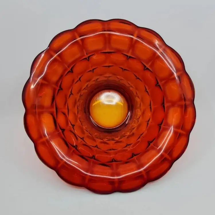 Tiara Indiana Art Glass Amberina Sunset  Flared Footed Console Bowl Glows 11.5"