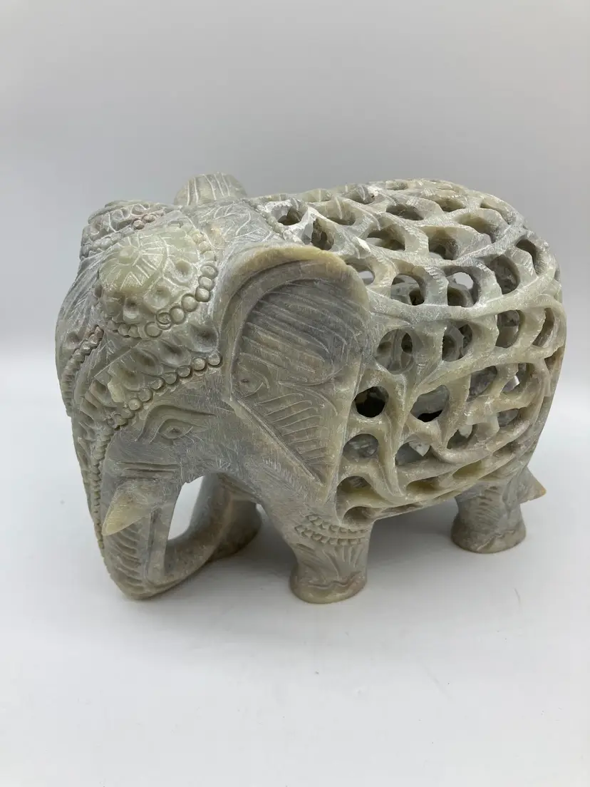 Vintage Large Elephant Statue Handmade Figurine, Art Home Decor Made In India