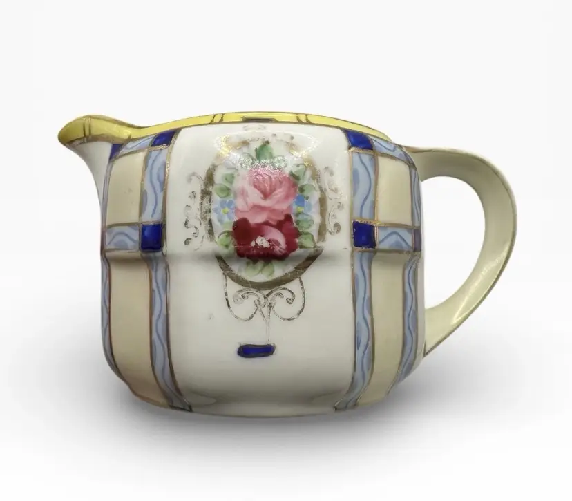Antique Morimura Nippon Art Deco & Roses Handpainted  Creamer Gold Trim Pre-1920