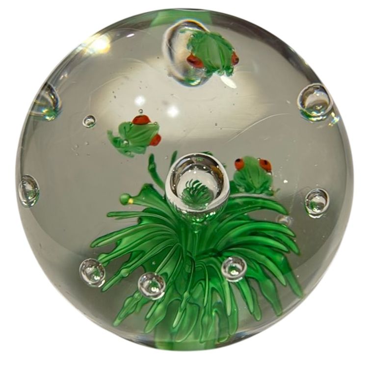“Hoppers X 3”. Vintage Art Lampwork Three Frog Magnum Paperweight - 4.25”