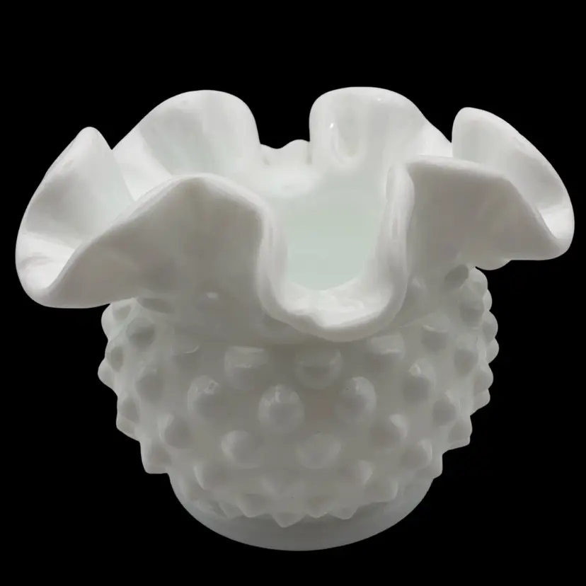 Vintage Fenton Hobnail Milk Glass Vase! 3” Tall!
