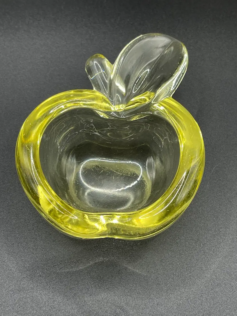 Vintage Yellow Glass Apple Ashtray/Trinket Dish