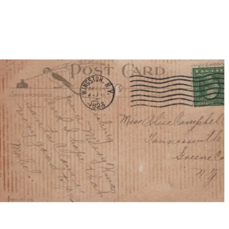 Antique Christmas Postcard Dated 1923 Boy Girl Santa Christmas Eve