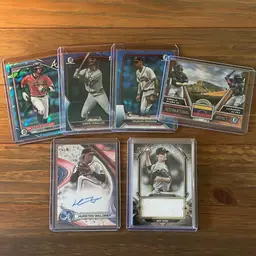 Atlanta Braves Team Lot 6 Cards, Fried Relic /48, Waldrep Auto, Three Sapphire, Acuna International Impact