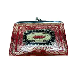 Vintage Italian Red And Gold Fiocchi Leather Coin Purse With Kiss Lock Clasp 
@4x3