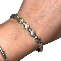 Sterling Puffy Fish Bracelet 925 Italy Milor Signed 7” 6.47 grams