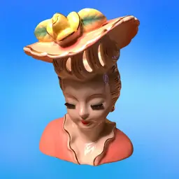 31. Head Vase Lady Flower Pink Dress 60's Vintage made in Japan THAMES? VASE/PLANTER 6” Tall