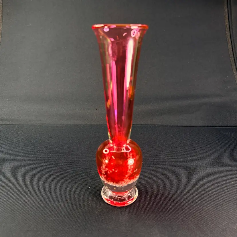 Signed Art Glass Vase With Controlled Bubbles