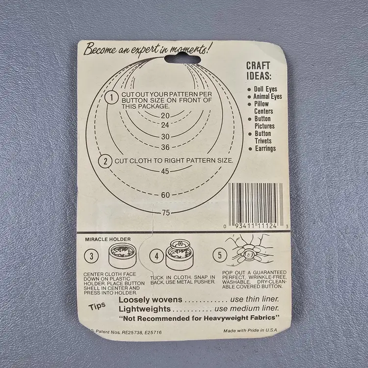 Vintage NOS Maxant Buttons To Cover Size 24 Total 5 Buttons 5/8" Dia USA