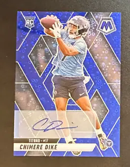 Chimere Dike Mosaic Auto Blue No Huddle Rookie Card - Titans