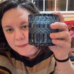 Blue Glass Lidded Trinket Dish