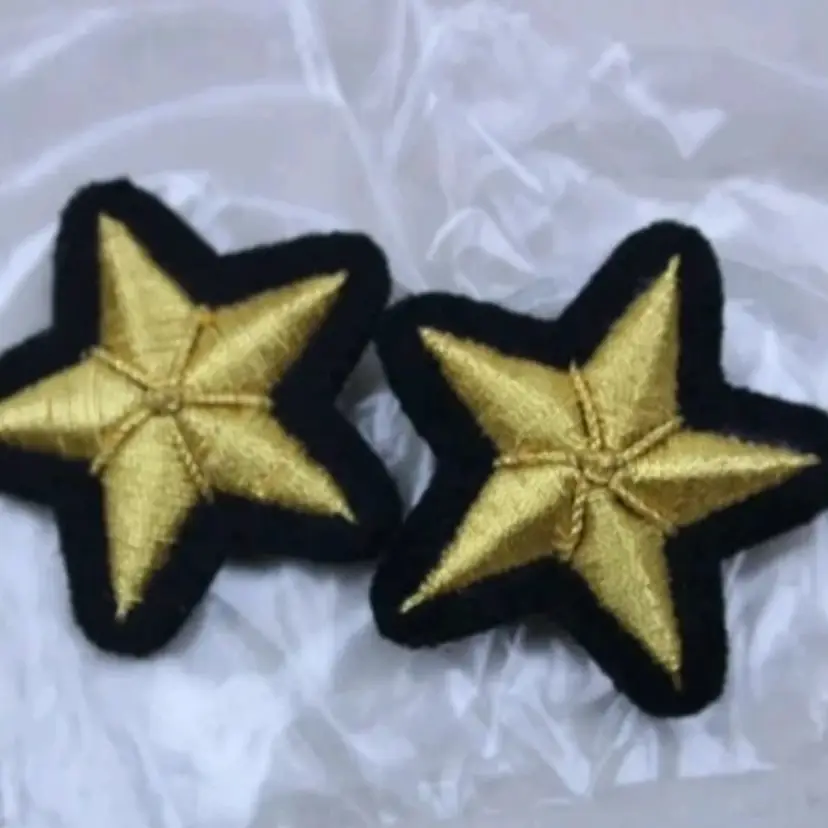 Lot of 2 US Military Gold Bullion Stars Officer Rank Insignia Patches nos