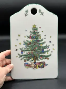 Nikko Christmastime Christmas Tree Ceramic Snack Cheese Board Tray Japan 9”X 6”