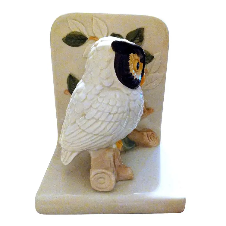 Vintage white Ceramic Owl Bookends 1960s