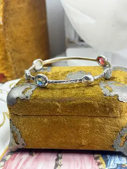 Michael Dawkins Sterling Silver Bangle Coated Topaz & MOP