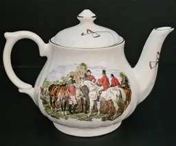 J Herring Bone China "Hunting" Teapot, Staffordshire Collection