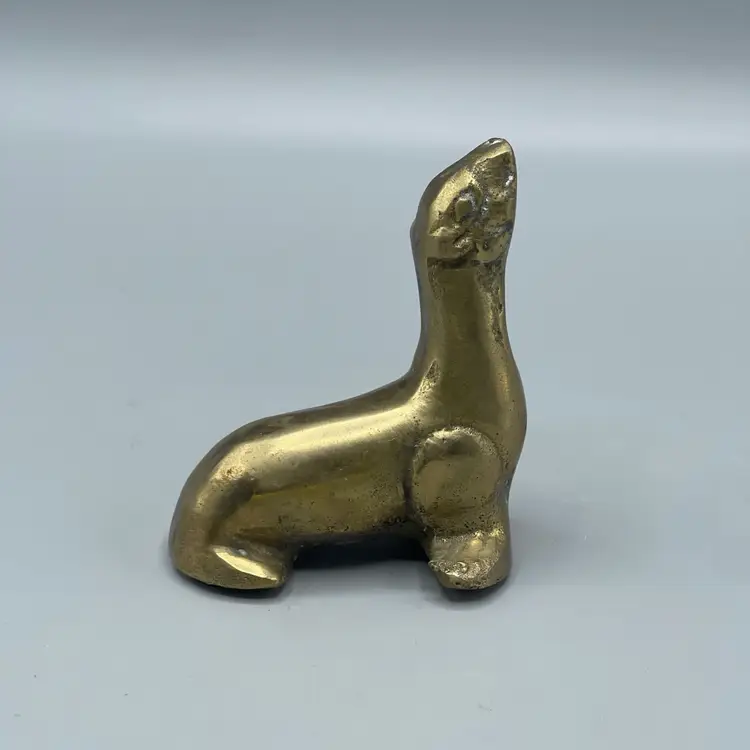 Vintage Solid Brass Seal Figurine Paperweight