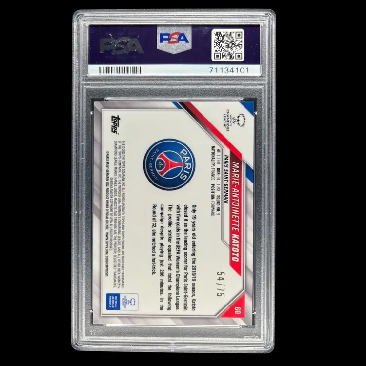 Marie Antoinette Katoto 2021/22 Topps Chrome UWCL Inferno /75 PSA 10 Soccer Card