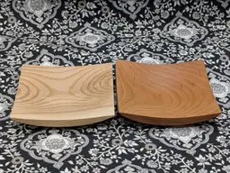 Two Handcrafted Curved Square Wood Plates 6" x 1" (One Ash and One Cherry)
