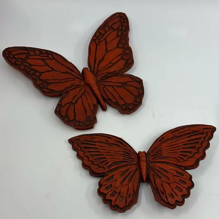 Syroco Vintage Butterfly Wall Hanging Pair 6.5”