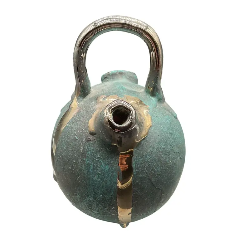 Unique Handcrafted Ceramic & Metal Gargoulette Teapot Mid East Egyptian Style