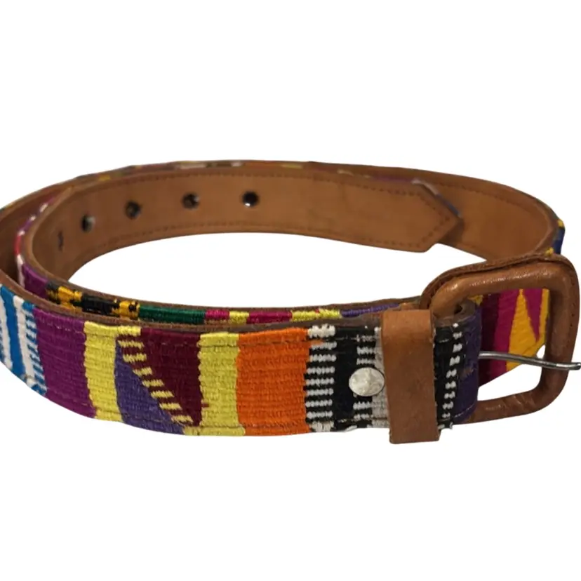 Vintage Leather Belt Boho Traditional Tribal Size 34