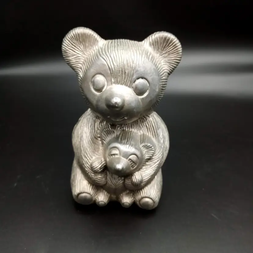 Vintage Godinger Silver Art Co Japan Teddy Bear & Cub Piggy Bank