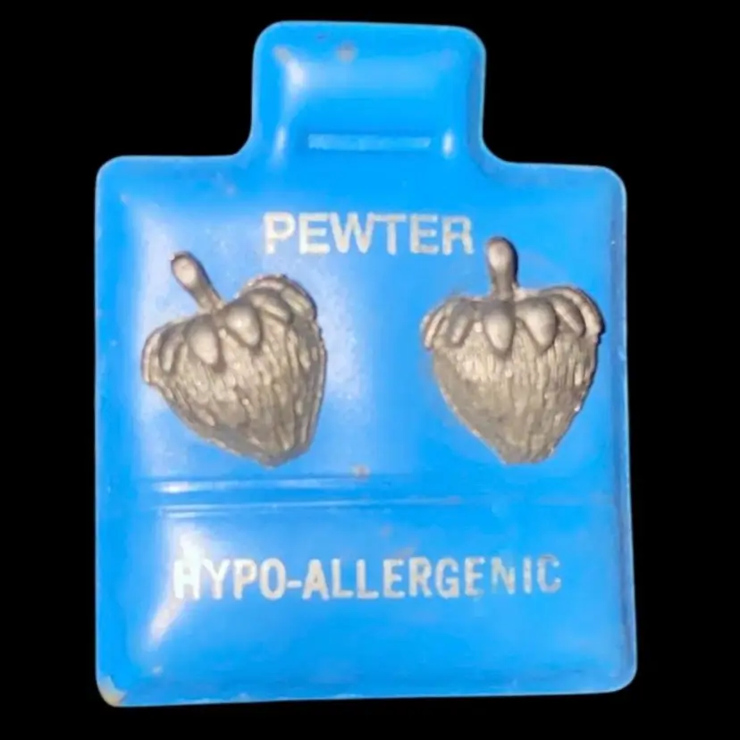 #37- New Old Stock Vintage 1980S Pewter Post Earrings As Pictured