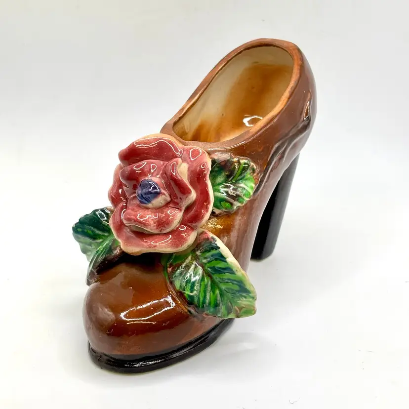 Vintage Brown High Heeled Shoe Planter 3.75βx6β