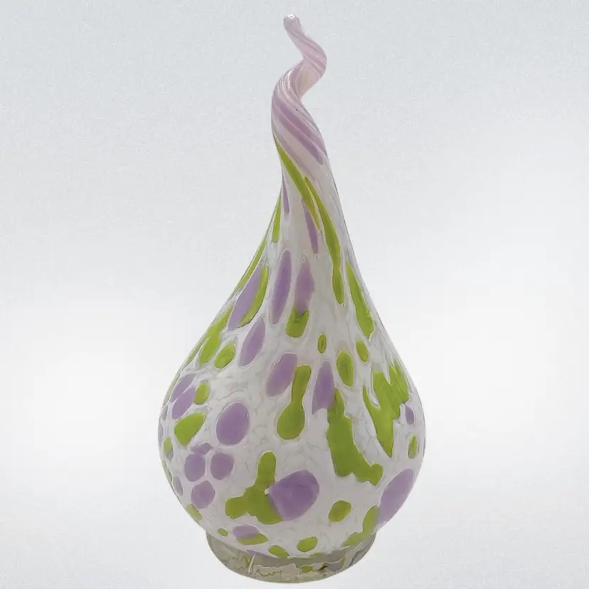 Handmade Fused Glass Accent Piece in Soft Pretty Colors of Green, Purple, White