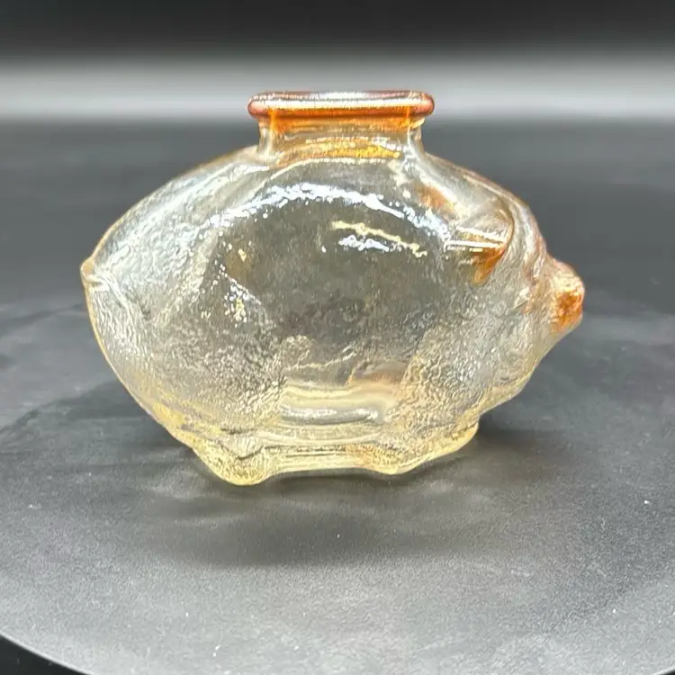 Vintage Carnival Glass Anchor Hocking Clear Textured Glass Pig Piggy Bank