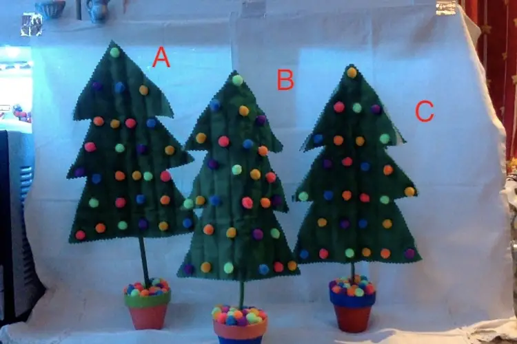 Handmade Christmas Decorations:  Pom Pom Trees.  $8 and $7.