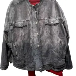 012.  Jacket Gray Free People Hand Cut Collar Heavy