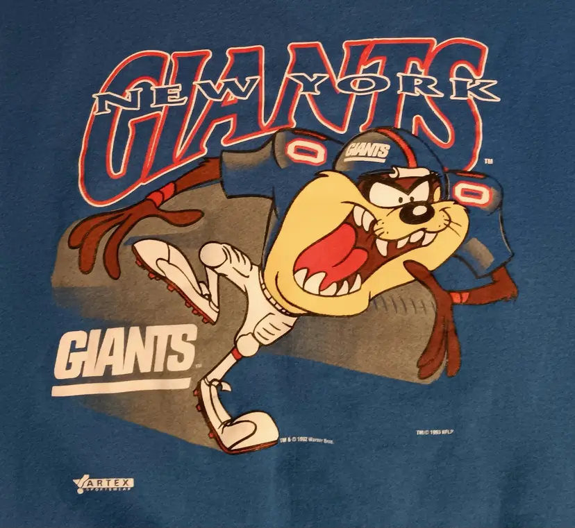 vintage New York Giants Taz Devil Sweatshirt 50/50 NFL Football Looney Tunes