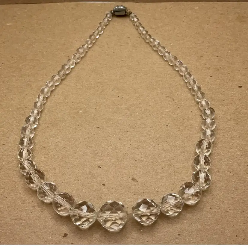 Faceted Rock Crystal Bead Necklace from 1930’s-1940’s 16”