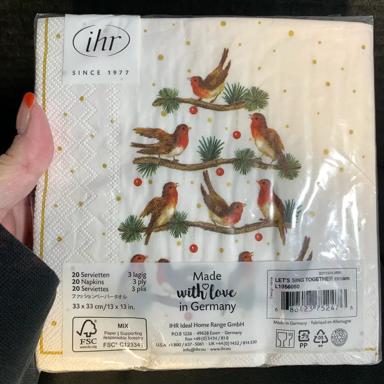 Bird Christmas Napkins 20ct